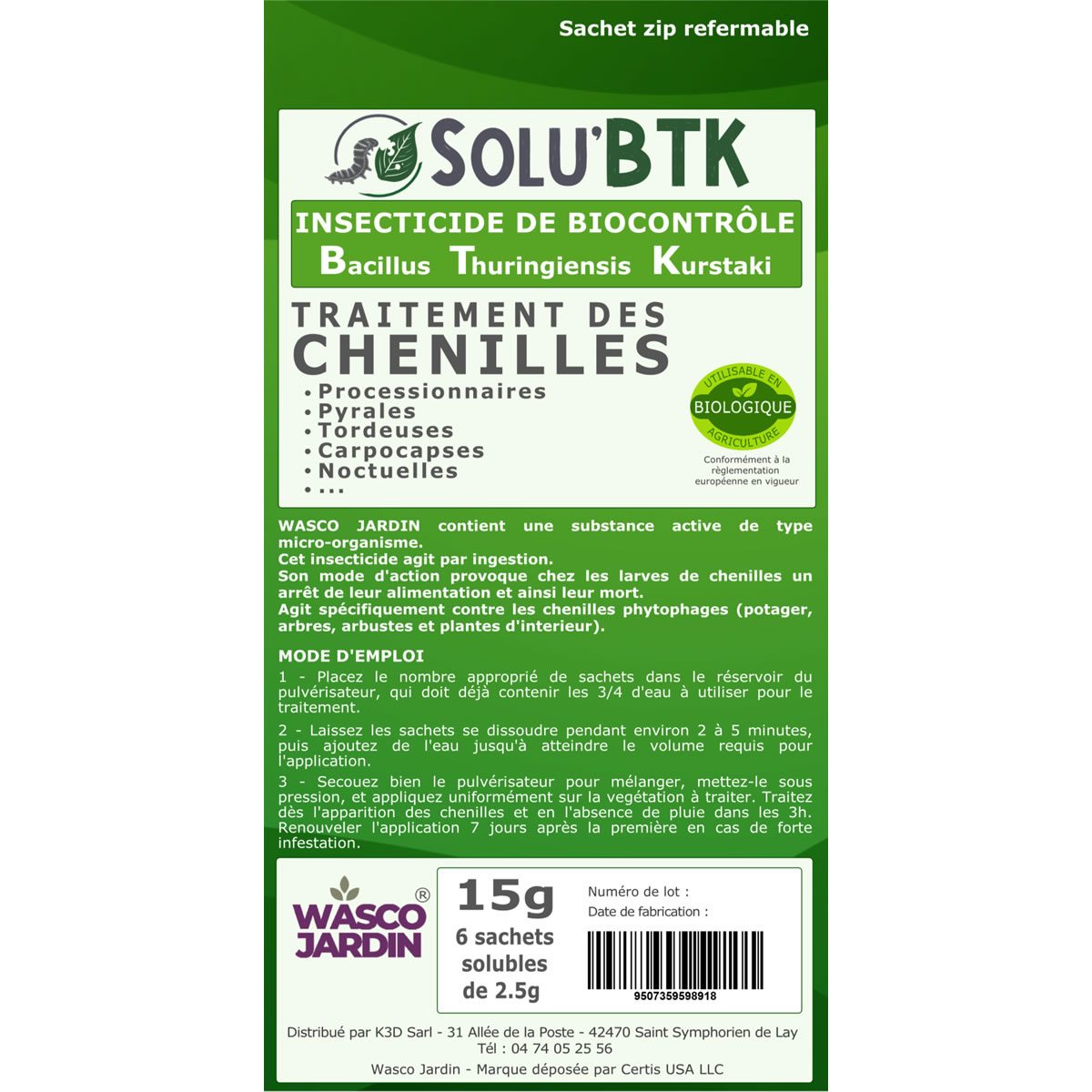 Etiquette SOLU'BTK 15g - Face avant
