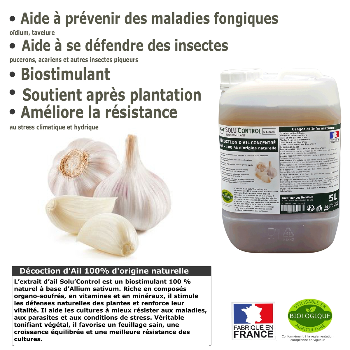 Solu'control Explication Décoction d'ail naturel UAB 5L