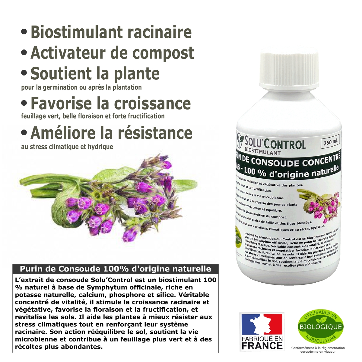Solu'control Explication Purin de Consoude naturel UAB 250ml
