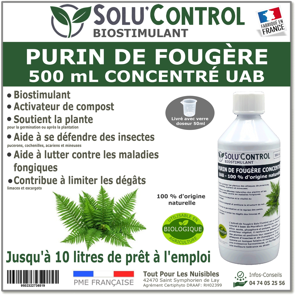 Solu'control Purin de fougère naturel UAB 500ml