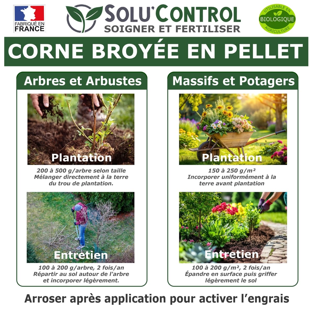 Corne broyée - Usages