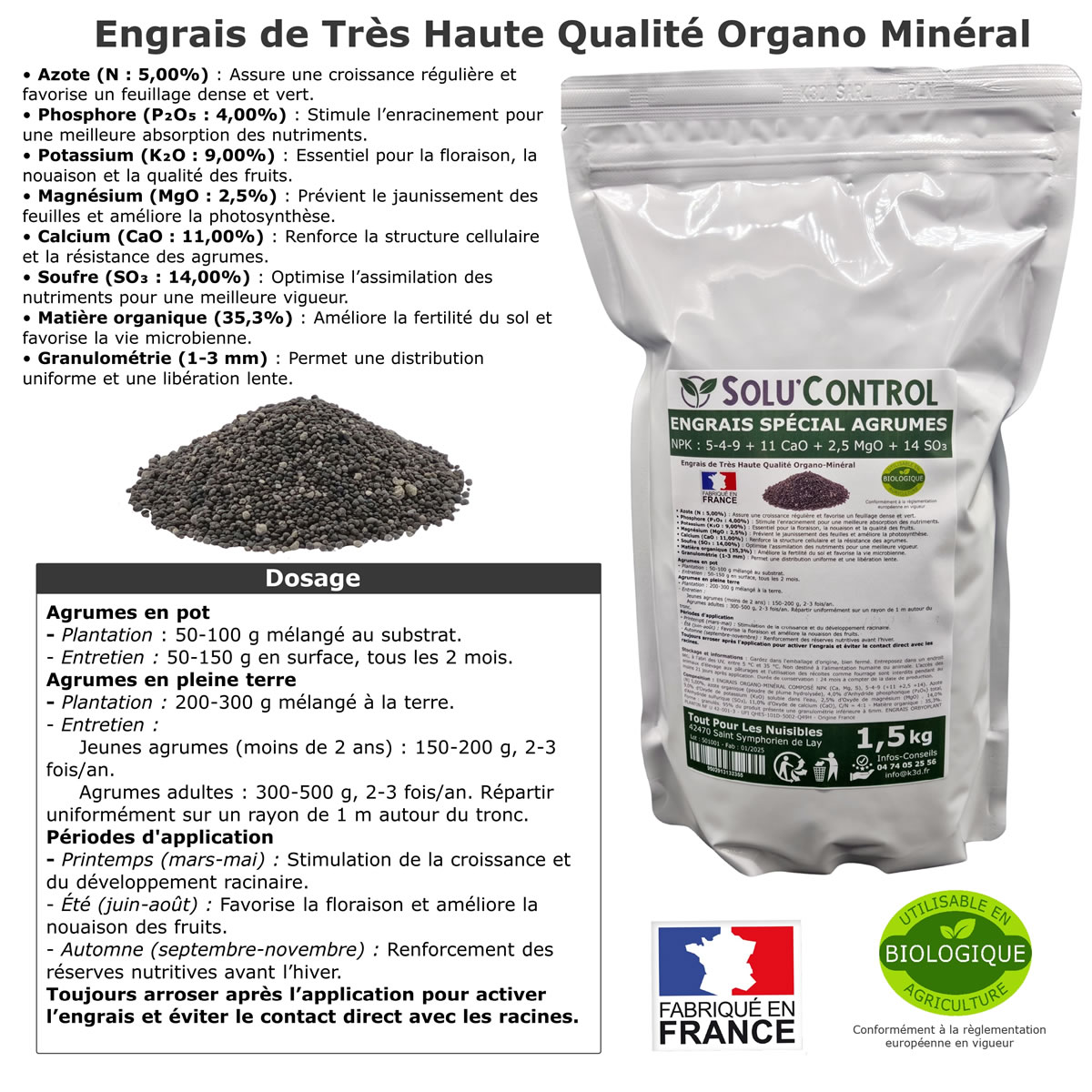 Sachet Engrais Agrumes SOLU'CONTROL - 1.5kg