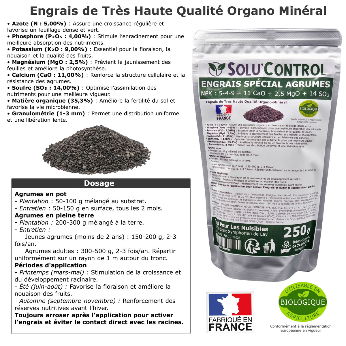 Sachet Engrais Agrumes SOLU'CONTROL - 250g