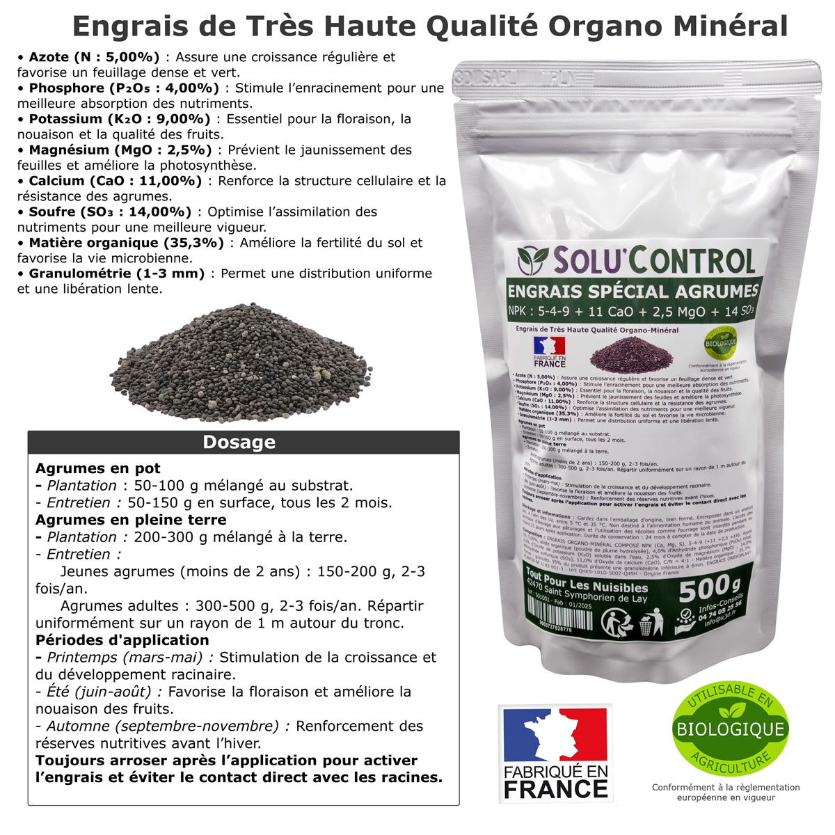 Sachet Engrais Agrumes SOLU'CONTROL - 500g