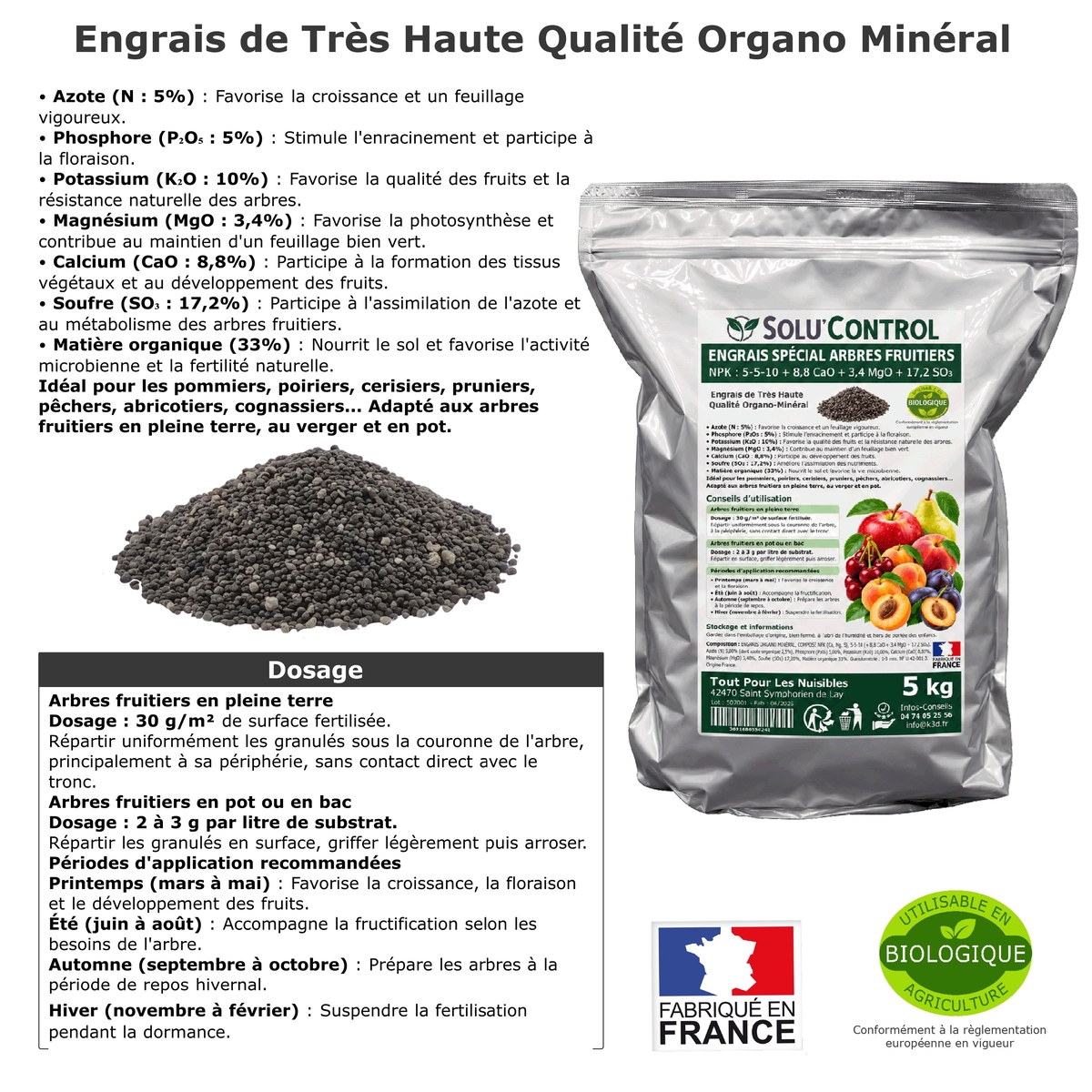 Engrais Arbres Fruitiers SOLU'CONTROL - NPK
