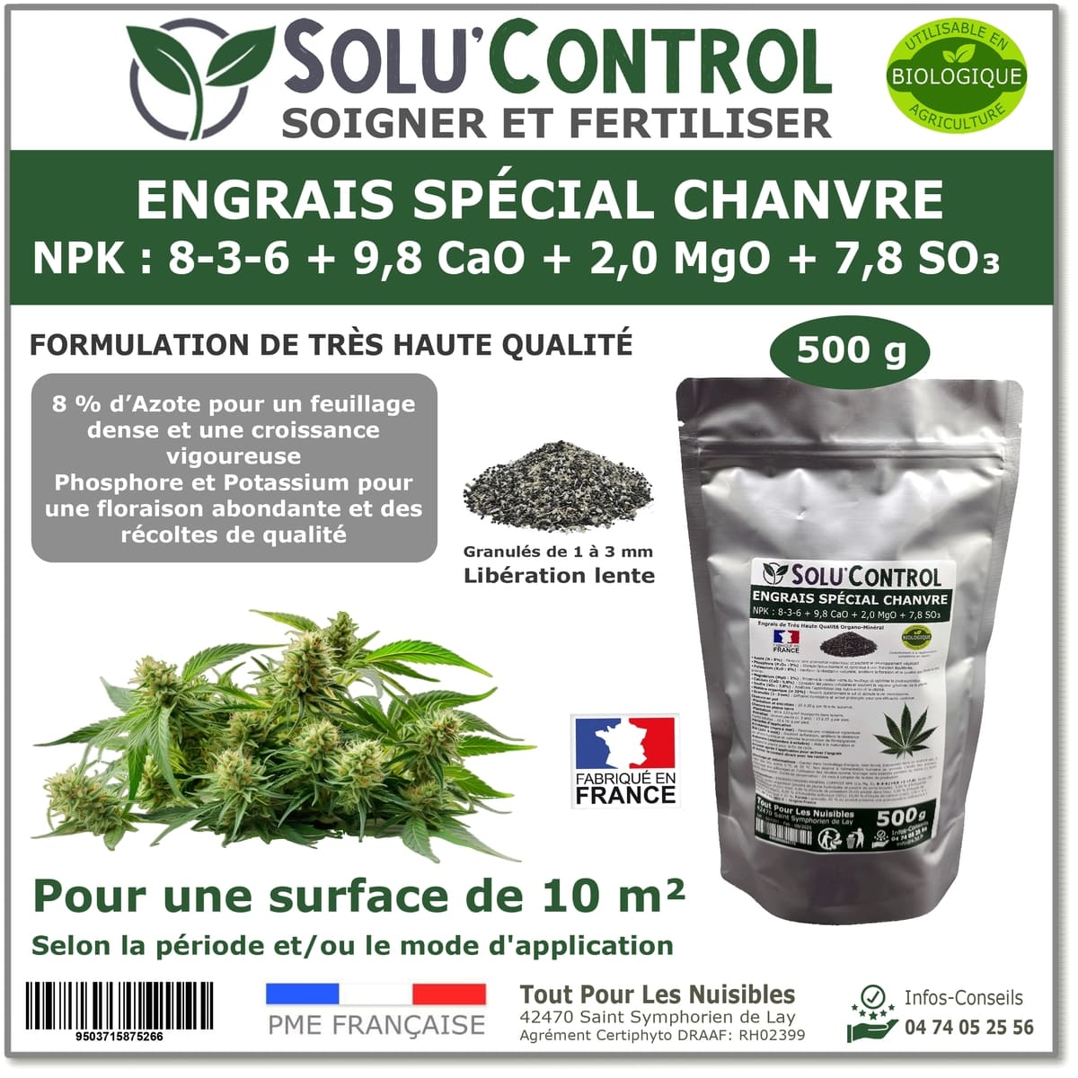 Engrais Chanvre SOLU'CONTROL - 250g