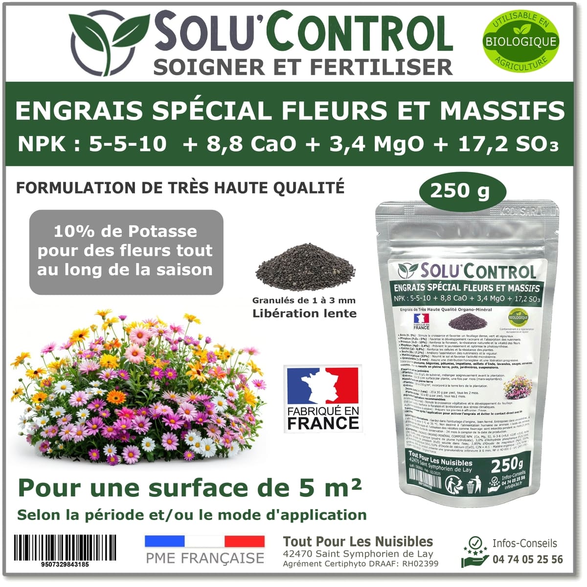 Engrais fleurs et massifs SOLU'CONTROL - 250g