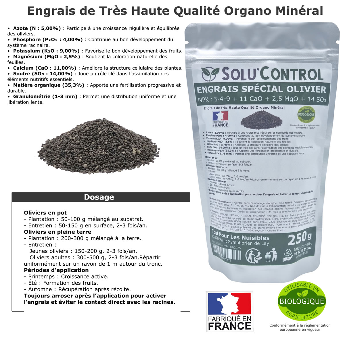 Sachet Engrais Olivier SOLU'CONTROL - 250g