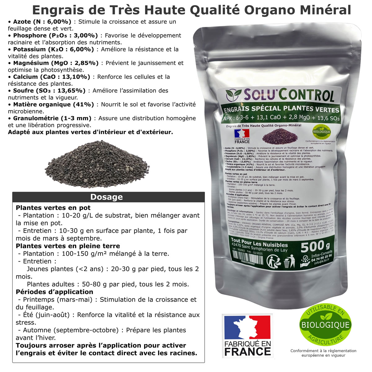 Doypack Engrais plantes vertes SOLU'CONTROL 500g