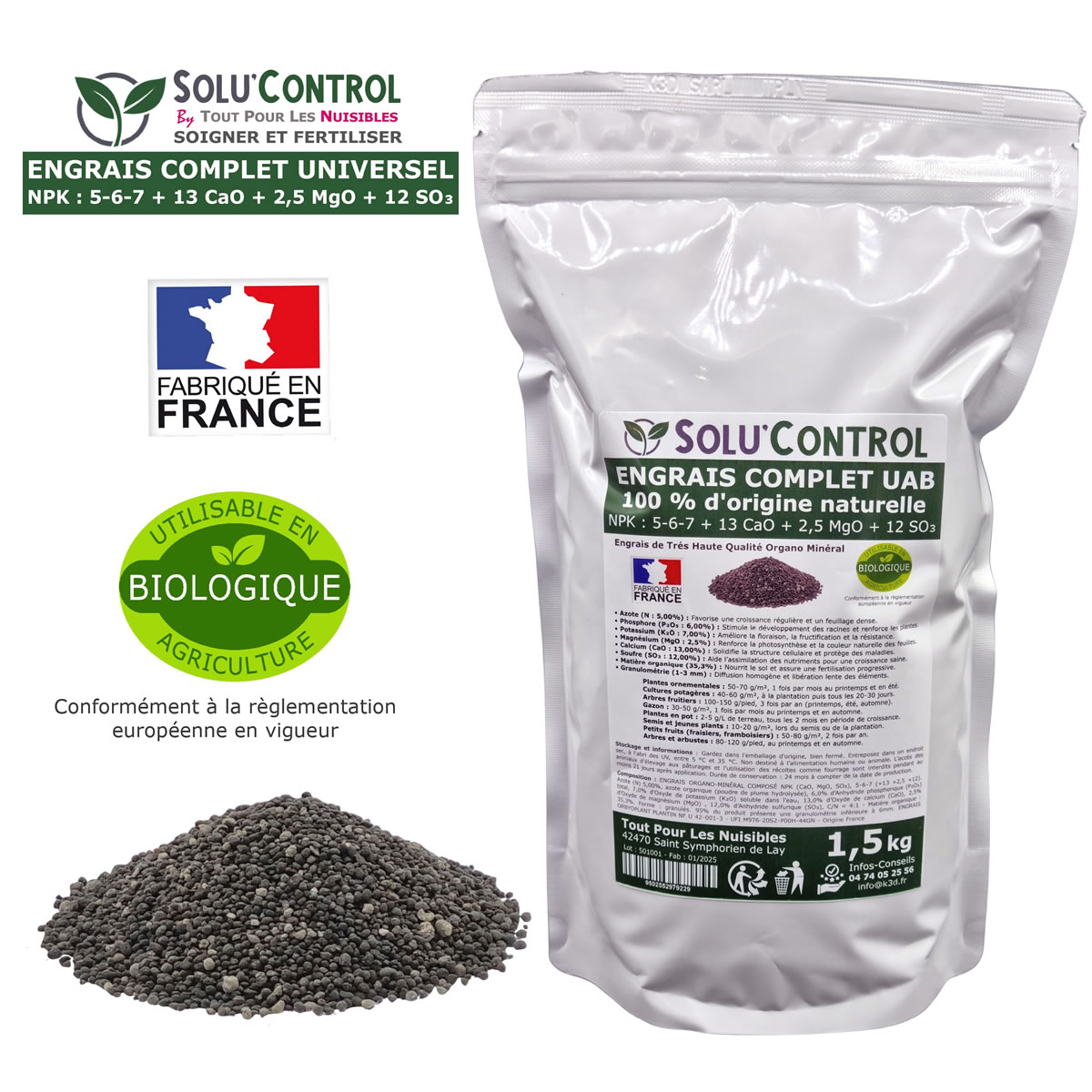 Sachet Engrais Complet Universel SOLU'CONTROL - 1.5kg