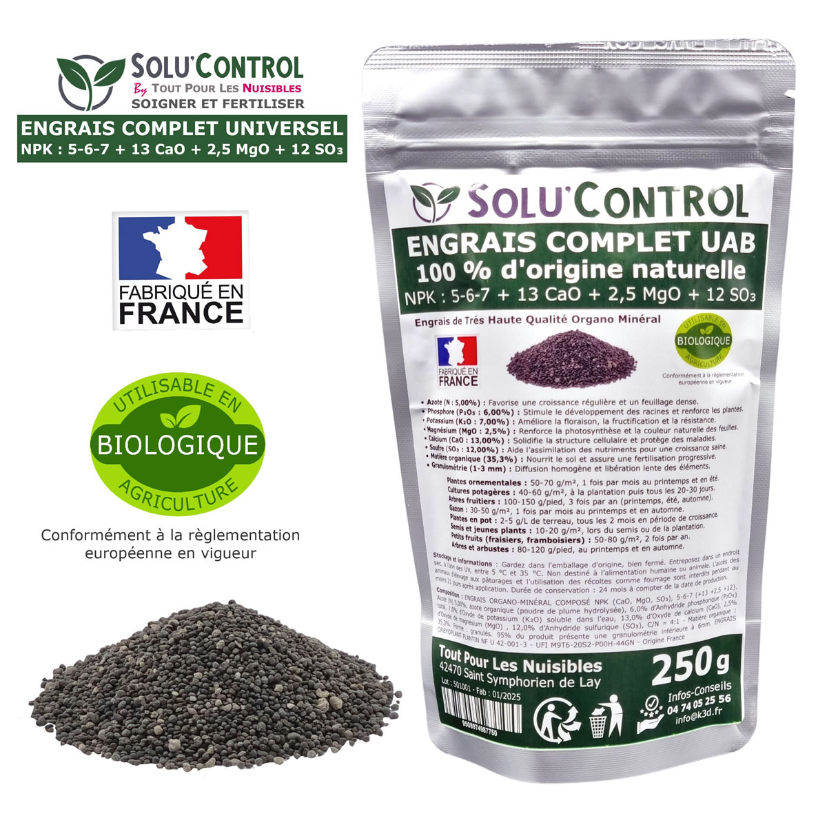 Sachet Engrais Complet Universel SOLU'CONTROL - 250g