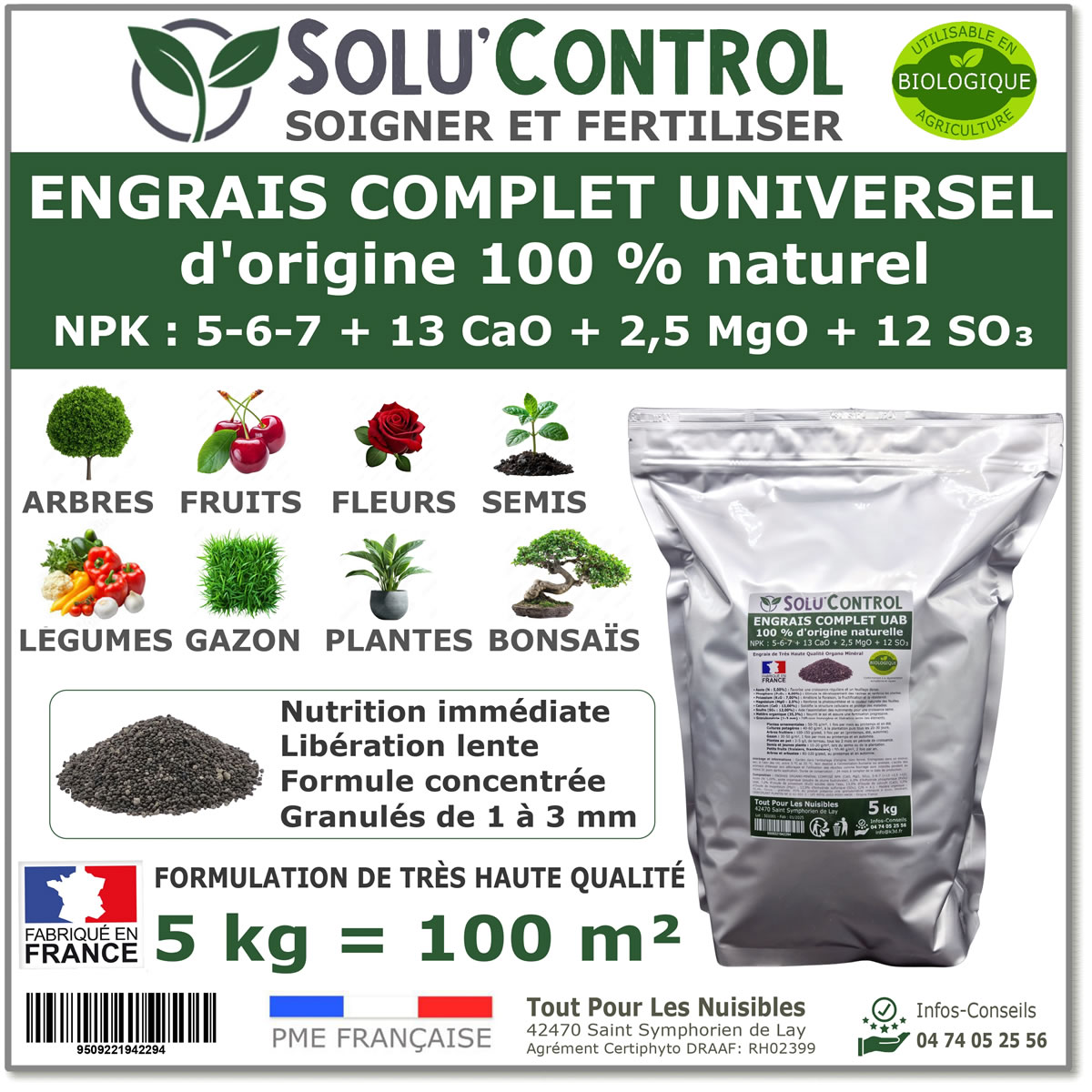 Engrais Complet Universel SOLU'CONTROL - 5kg
