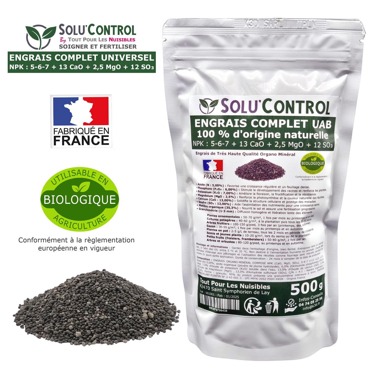 Sachet Engrais Complet Universel SOLU'CONTROL - 500g