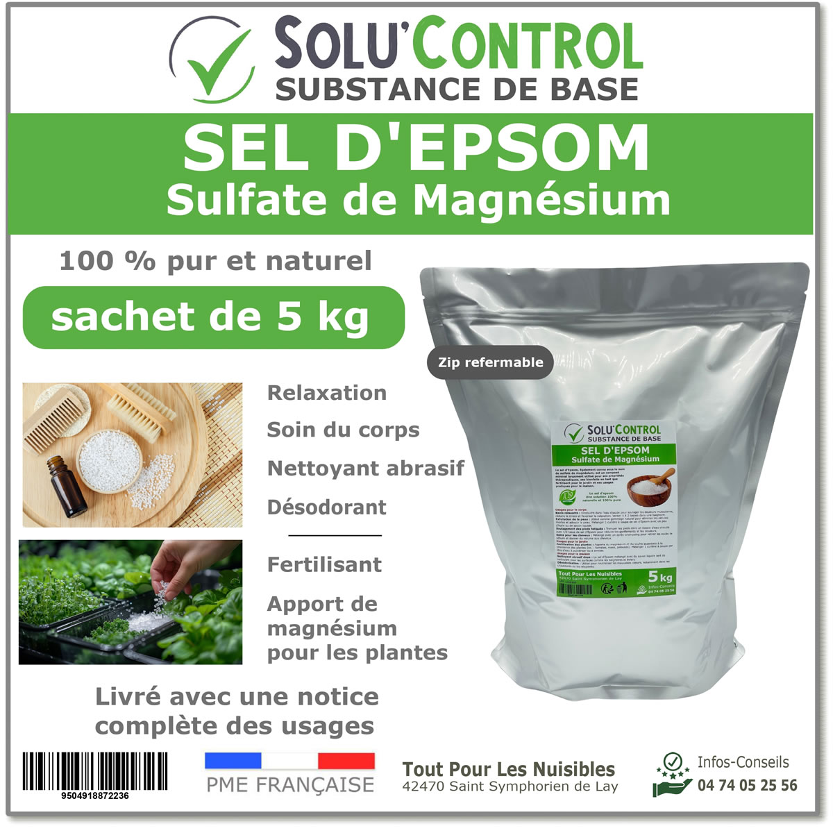 Sel d'epsom 5kg Sulfate de Magnésium 100% Naturel
