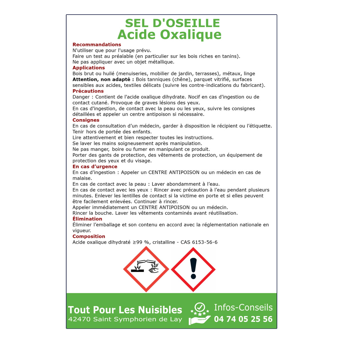 Sel d'oseille - Etiquette Verso