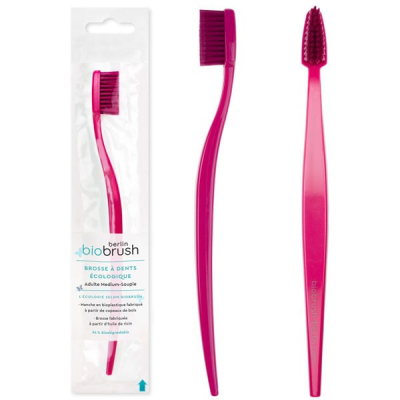 Brosse à dents adulte à base de bioplastique - couleur rose - Biobrush Berlin