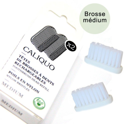 Lot de 2 recharges pour brosse à dents Médium - Caliquo