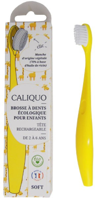 Brosse à dents enfant jaune à tête rechargeable - Caliquo