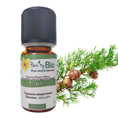 Huile essentielle de cyprès Bio - Rameaux - Flacon de 10 ml