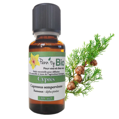 Huile essentielle de cyprès Bio - Rameaux - Flacon de 30 ml