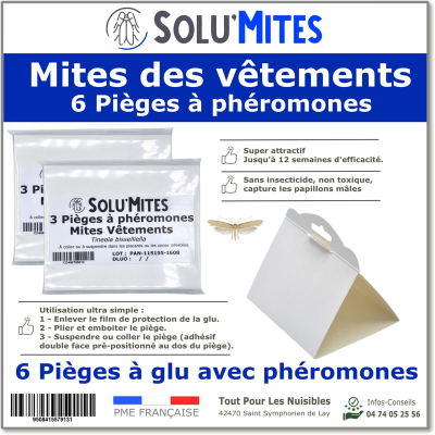 Mite du vêtement par lot de 6 pièges