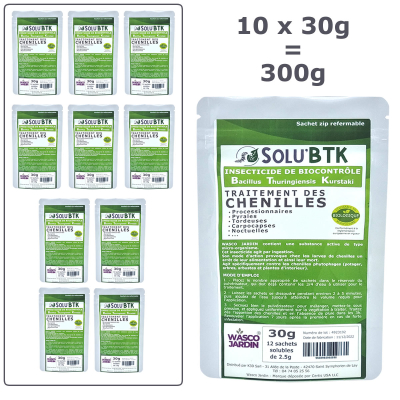 Insecticide BTK de biocontrôle contre les chenilles phytophages, SOLU'BTK - 300g