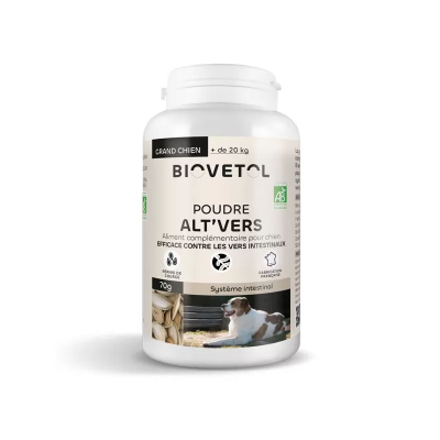 Poudre Alt'Vers bio - Grand chien (+ 20 kg) - Vermicide naturel