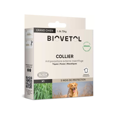 Collier insectifuge au géraniol pour grand chien