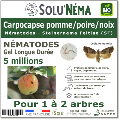 Traitement Carpocapse pomme, poires et noix - 5 millions Nématodes SF