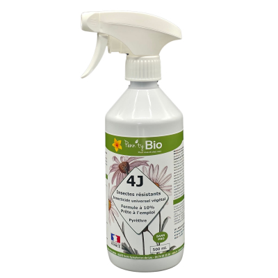 Insecticide 4J dilué 10% - Tous insectes - Prêt à l'emploi - Flacon de 500ML