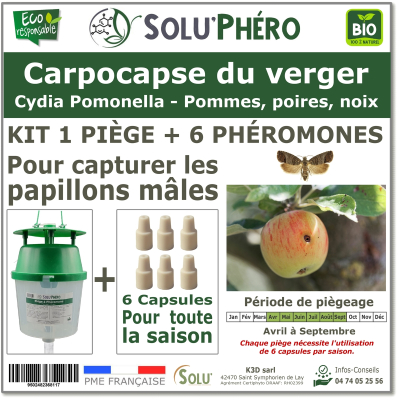 Soluphero - Phéromone carpocapse du verger par 6 + piège