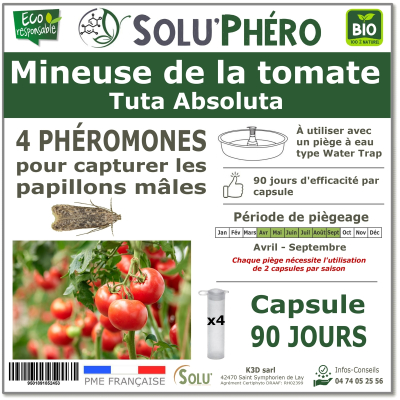4 Phéromones contre Mineuse de la tomate 90 jours, Tuta absoluta
