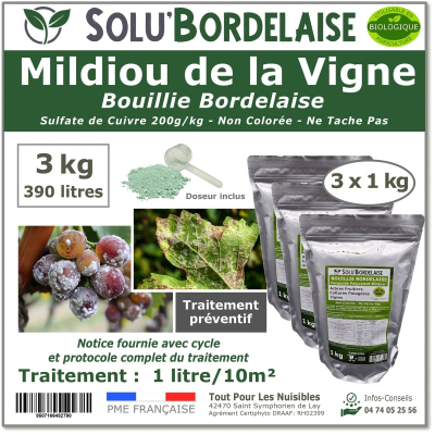 SOLU'BORDELAISE Mildiou de la vigne 3 x 1g