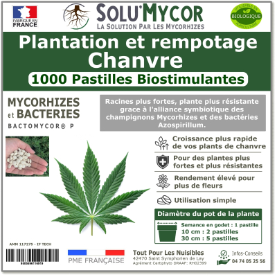 Comprimés biostimulants, SOLU'MYCOR Chanvre - 1000 pastilles