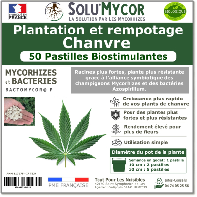 Comprimés biostimulants, SOLU'MYCOR Chanvre - 50 pastilles
