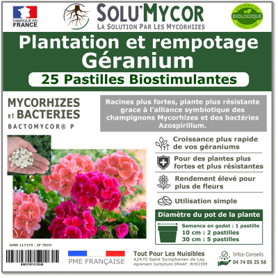 Comprimés biostimulants, SOLU'MYCOR Géraniums - 25 pastilles