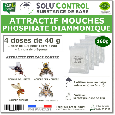 Phosphate Diammonique, appât naturel contre les mouches des fruits, SOLU'CONTROL - 160g