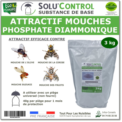 Phosphate Diammonique, appât naturel contre les mouches des fruits, SOLU'CONTROL - Sachet de 3kg