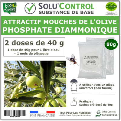 Phosphate Diammonique, appât naturel contre la mouche de l'olive, SOLU'CONTROL - 80g
