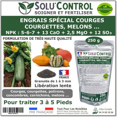Engrais Spécial Courges, courgettes et autres cucurbitacées, SoluControl - Sachet de 250g
